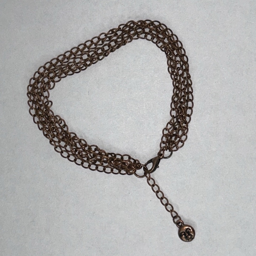 Custom Made 5 Strand Copper Bracelet With Moon Face Dangle Accent Contemporary - Picture 3 of 6